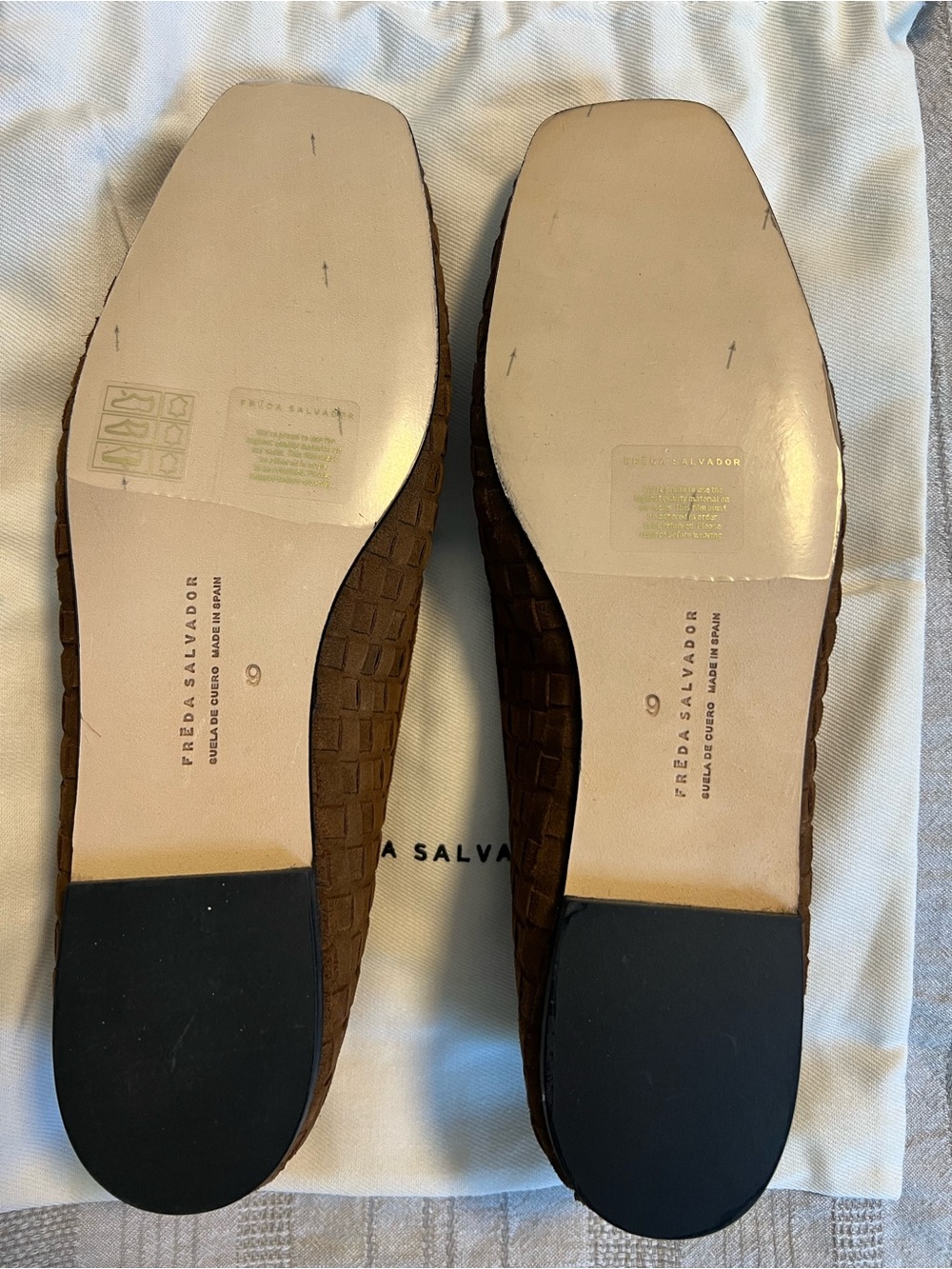 Freda Salvador: Jada Square Toe Ballet Flat - Toffee Woven Suede, size 9 - Picture 6 of 12